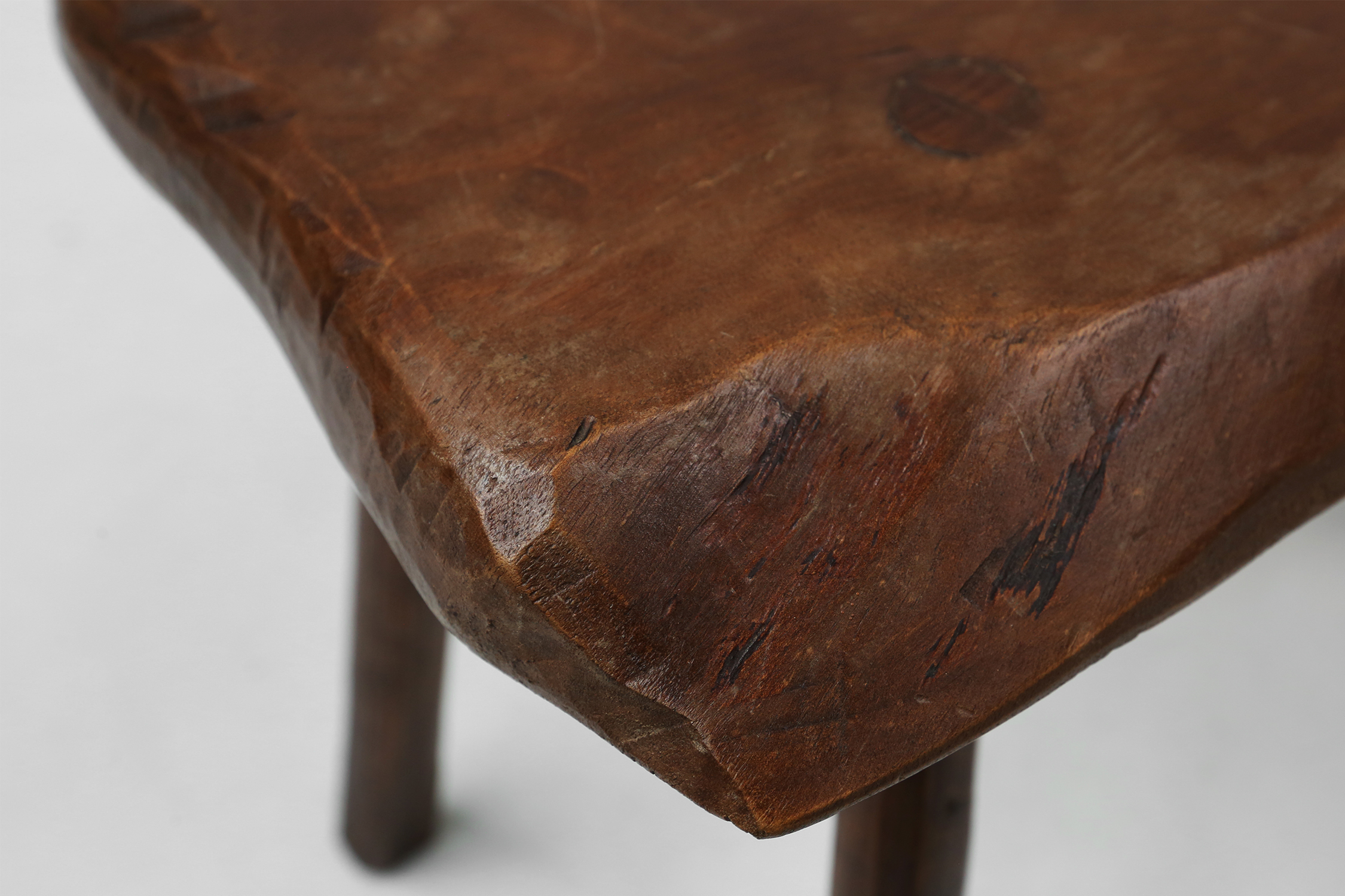 Mid-century Wabi Sabi stool or side table in oak, France ca. 1850thumbnail